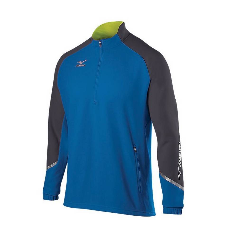 Mens Mizuno Elite 1/2 Zip Pullover Royal/Grey Philippines (GDZVAF731)